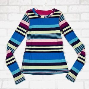Ivivva Striped Long Sleeve Base Layer Top Blue Purple Kids 10-12